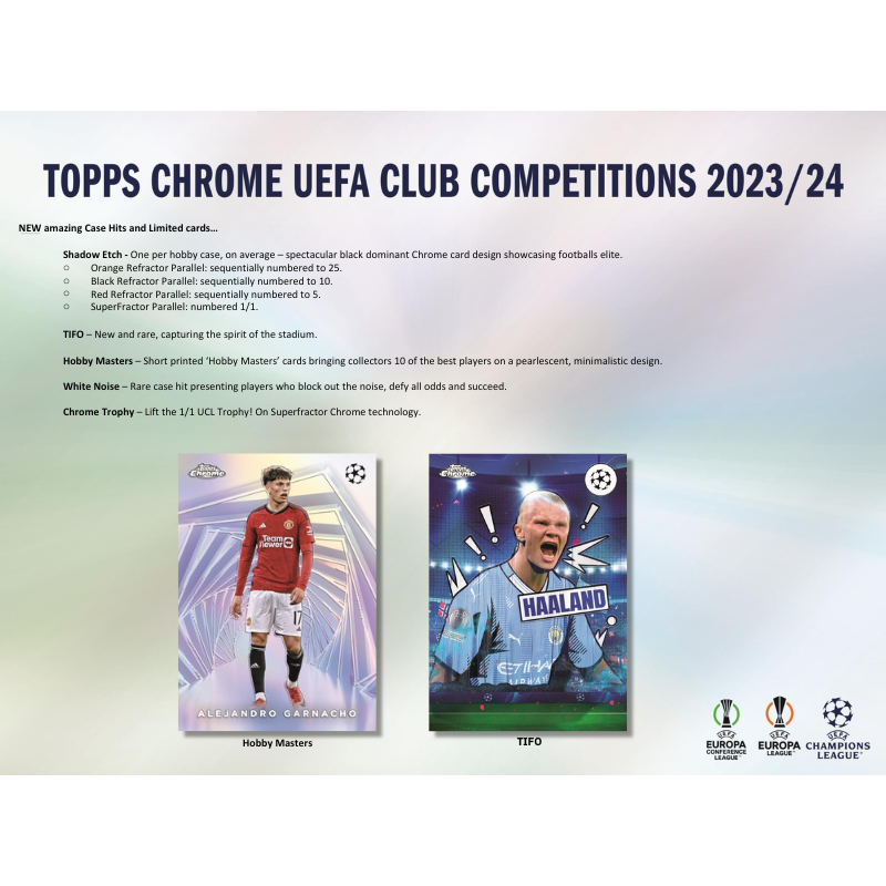 2023/24 Topps UEFA Club Competitions Chrome Soccer Hobby 12 Box Case