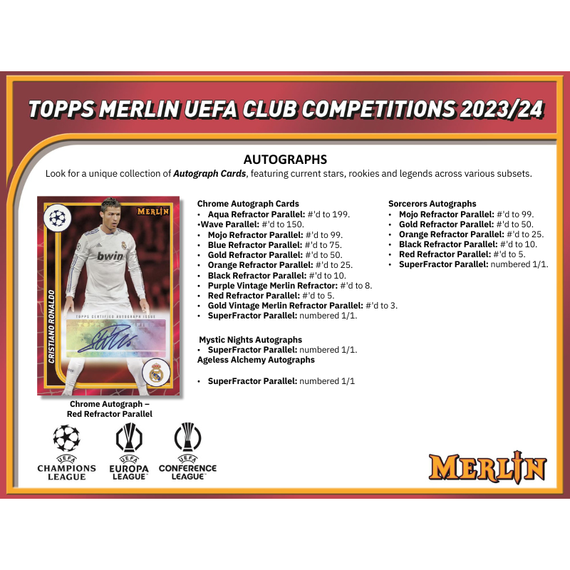 2023/24 Topps UEFA Club Competitions Merlin Chrome Soccer Hobby 12 Box Case